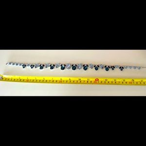 Silver and two tone blue 18” necklace.